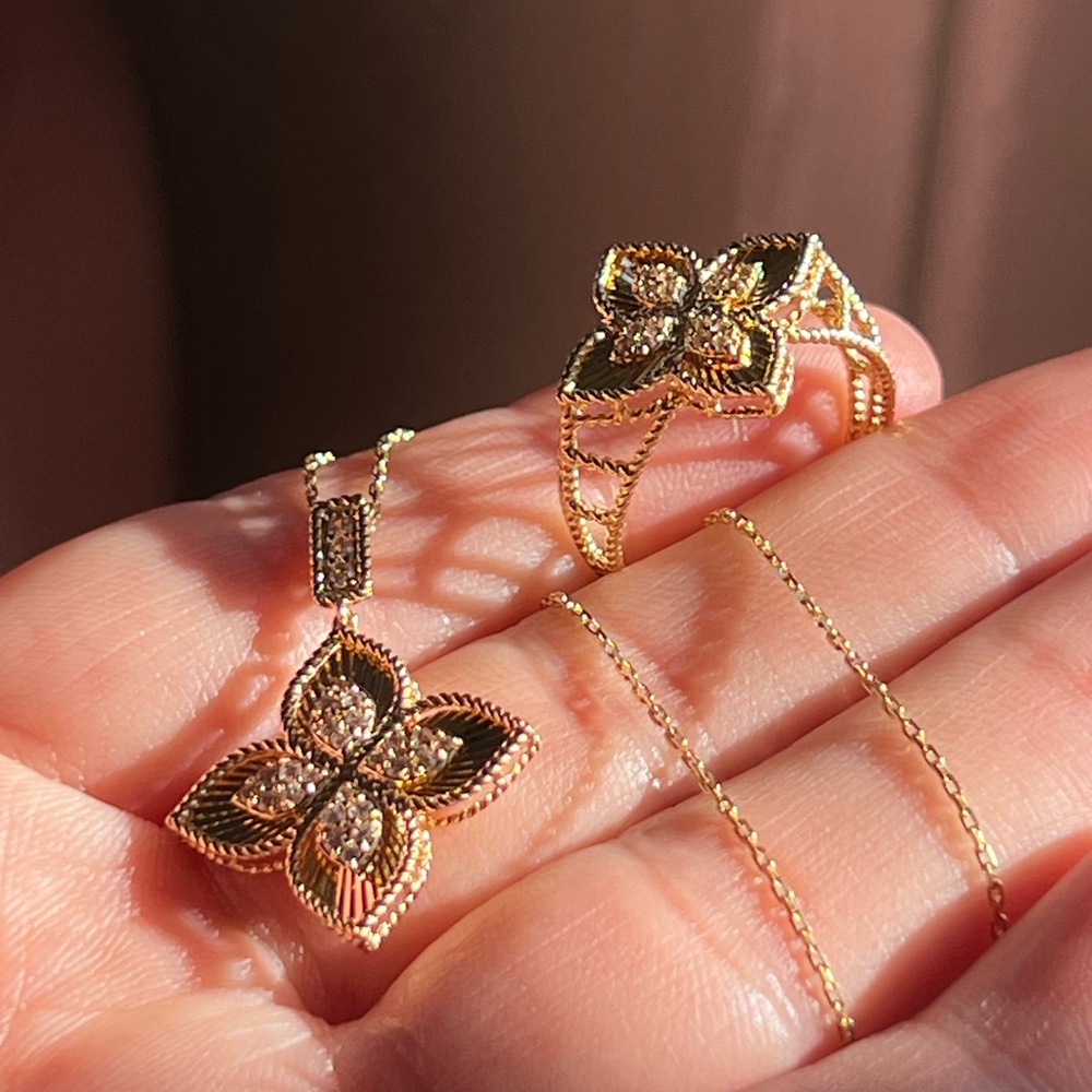 18k gold Necklace and Ring Set - Picture 9 of 15
